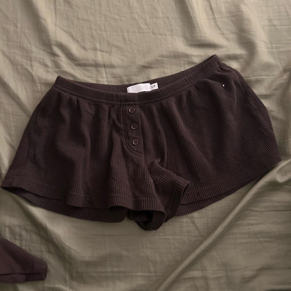 Harlow Chocolate Ribbed Button-Front Shorts